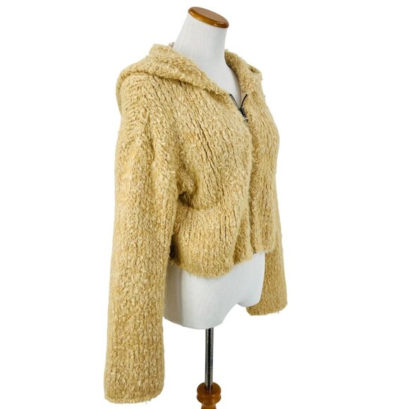NWOT Free People Cream Beige Cropped Teddy Bear Boho Enchanted Hoodie Jacket - Picture 7 of 16